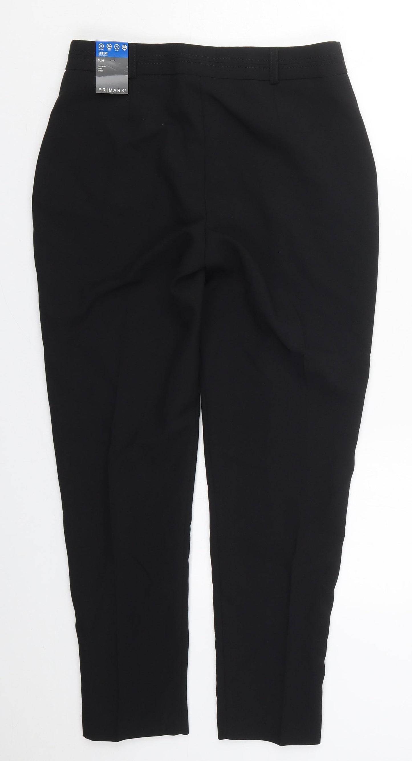 Primark Womens Black  Polyester Trousers  Size 8 L27 in Slim Hook & Eye