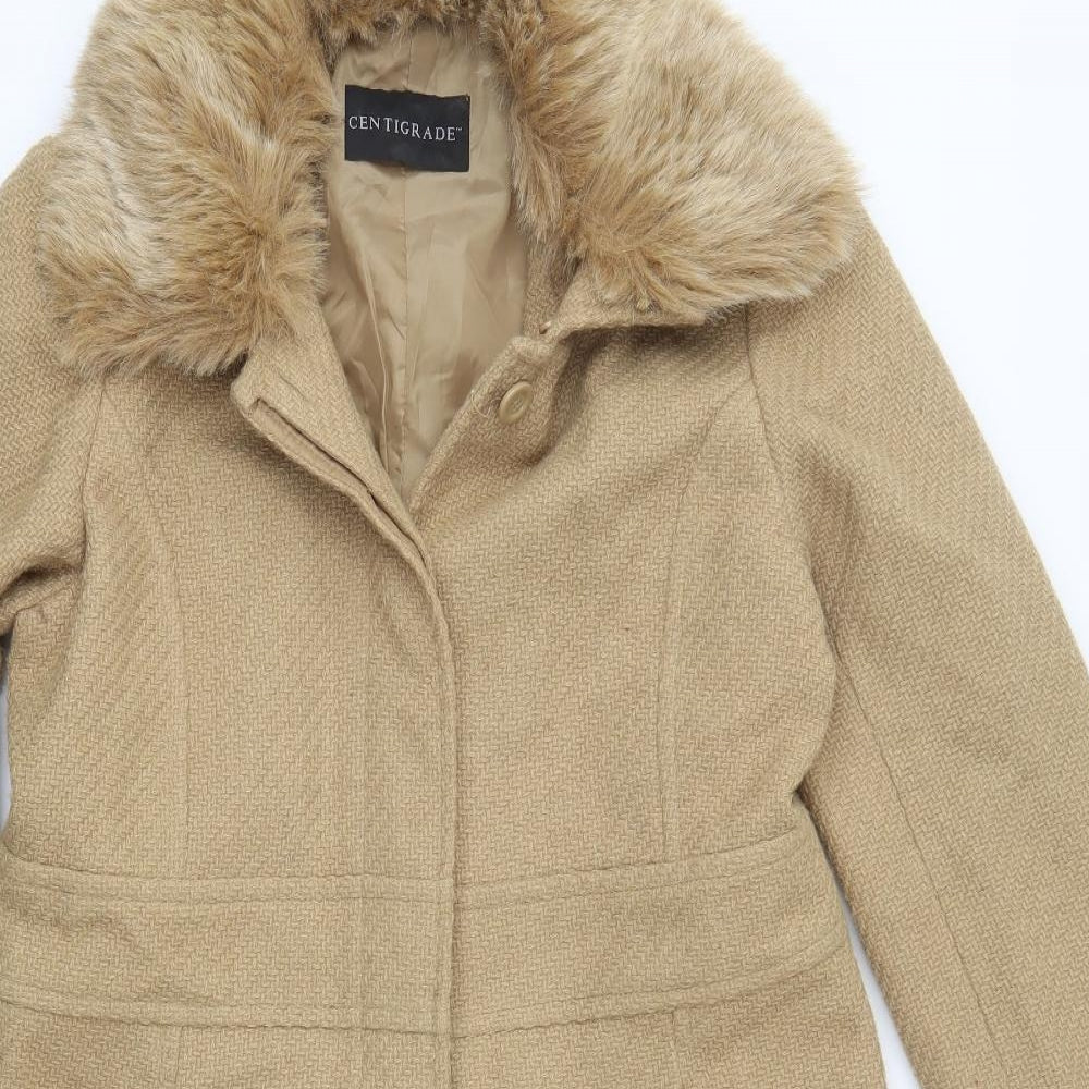 Centigrade Womens Beige   Overcoat Coat Size M  Button