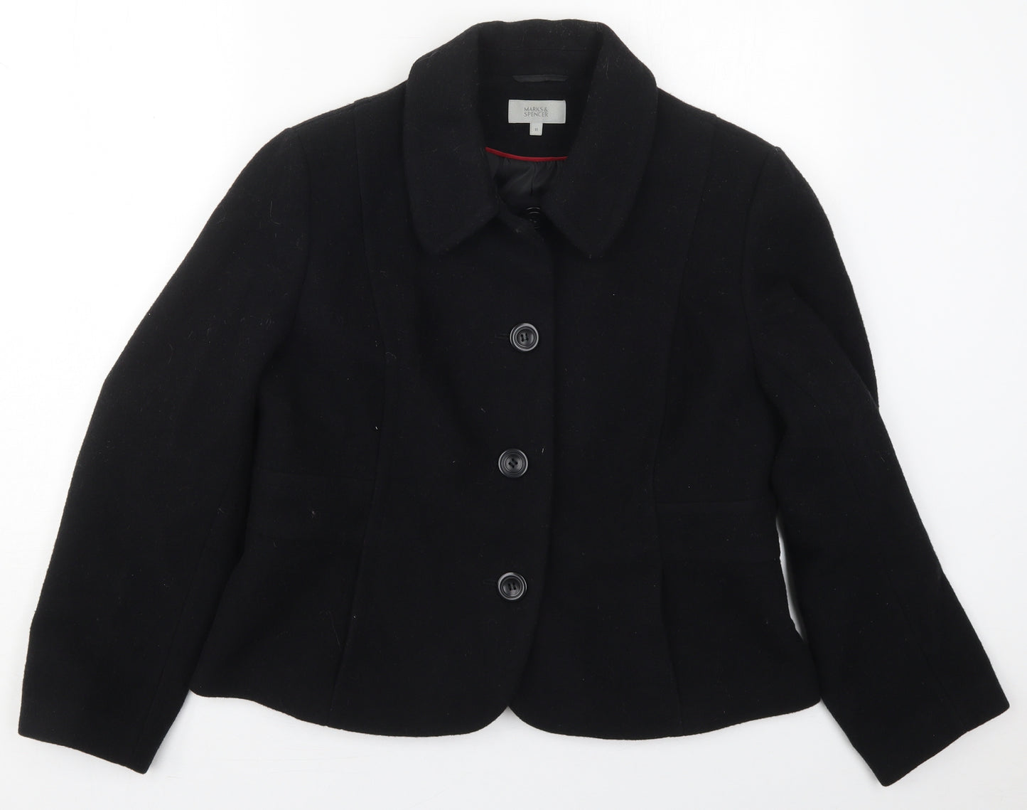 Marks and Spencer Womens Black   Pea Coat Coat Size 18  Button