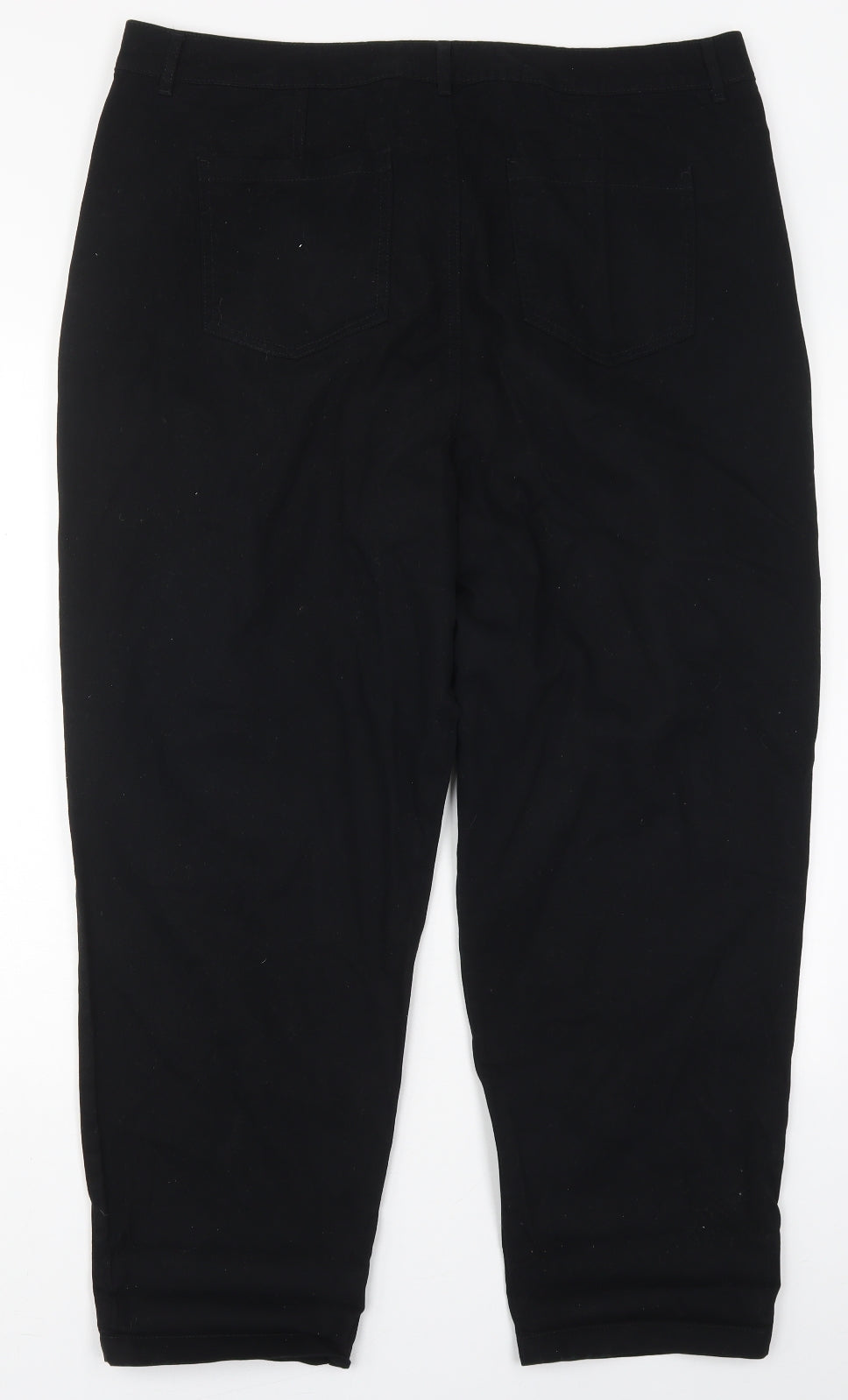 M&Co Womens Black  Cotton Trousers  Size 18 L27 in Regular Button