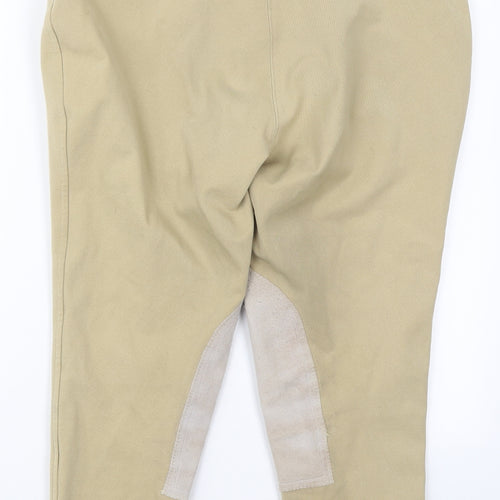 Caldene Womens Beige  Polyester Cropped Trousers Size 32 in L24 in Regular Hook & Eye - Horse Riding