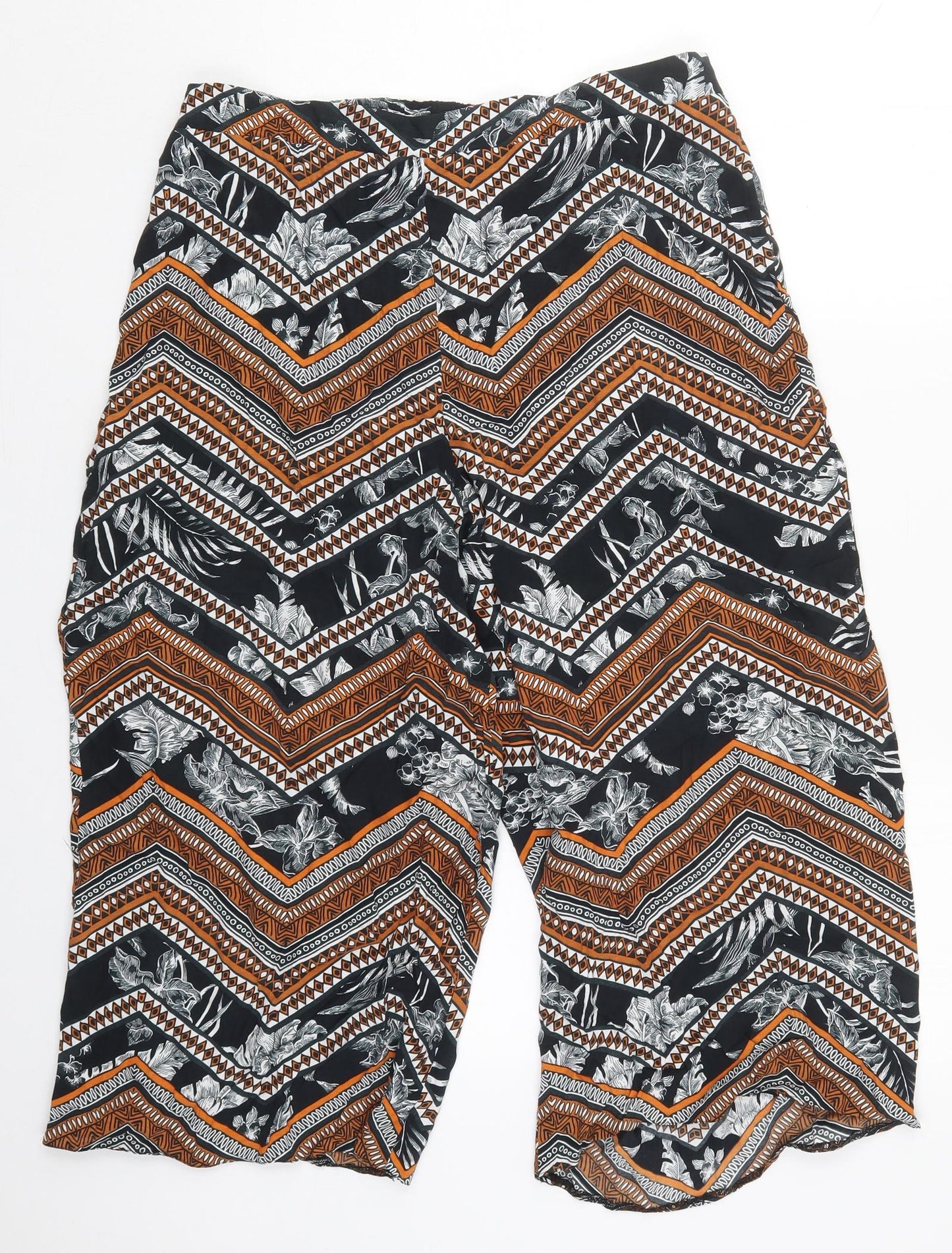 TU Womens Orange Geometric Viscose Cropped Trousers Size 14 L20 in Regular