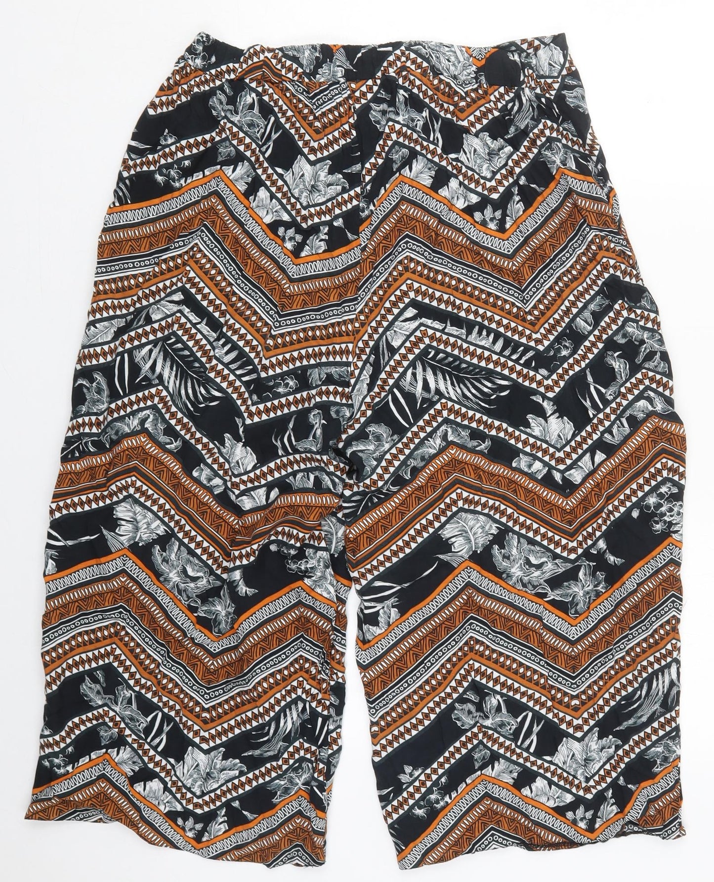 TU Womens Orange Geometric Viscose Cropped Trousers Size 14 L20 in Regular