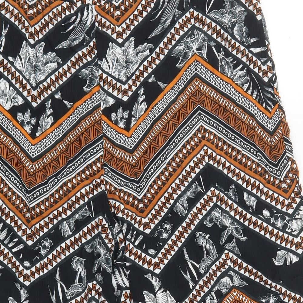 TU Womens Orange Geometric Viscose Cropped Trousers Size 14 L20 in Regular