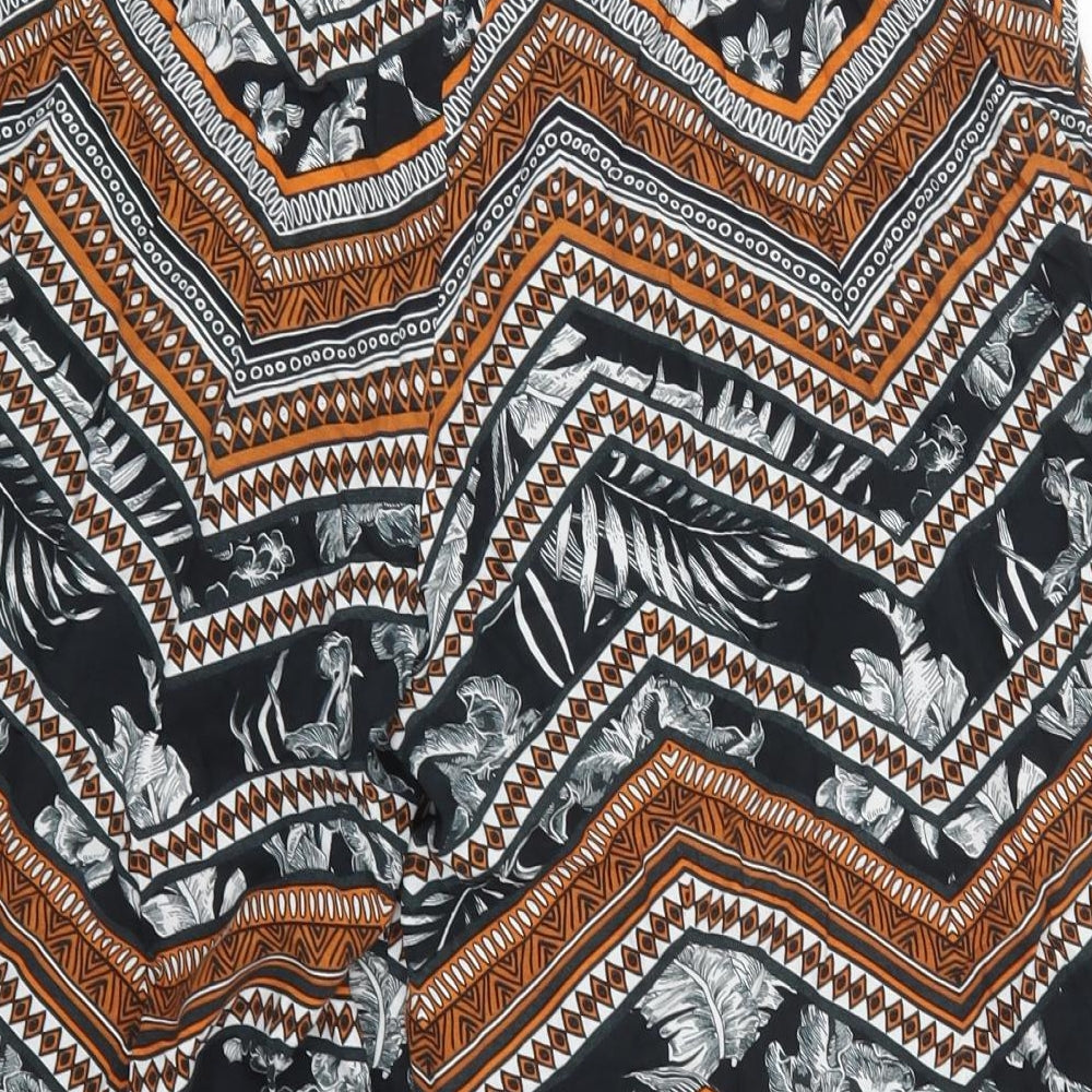TU Womens Orange Geometric Viscose Cropped Trousers Size 14 L20 in Regular