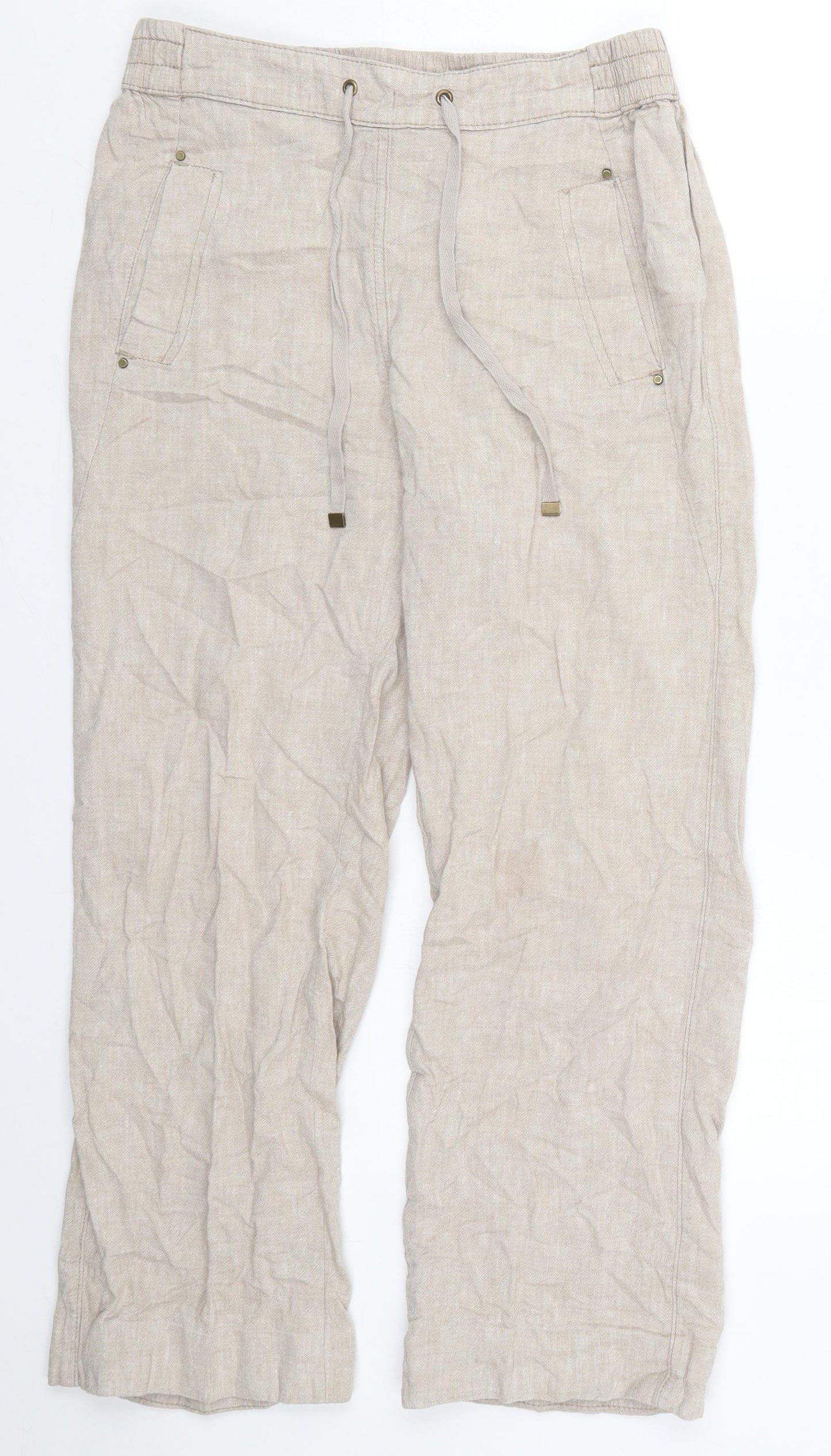George Womens Beige  Linen Trousers  Size 8 L26 in Regular Drawstring