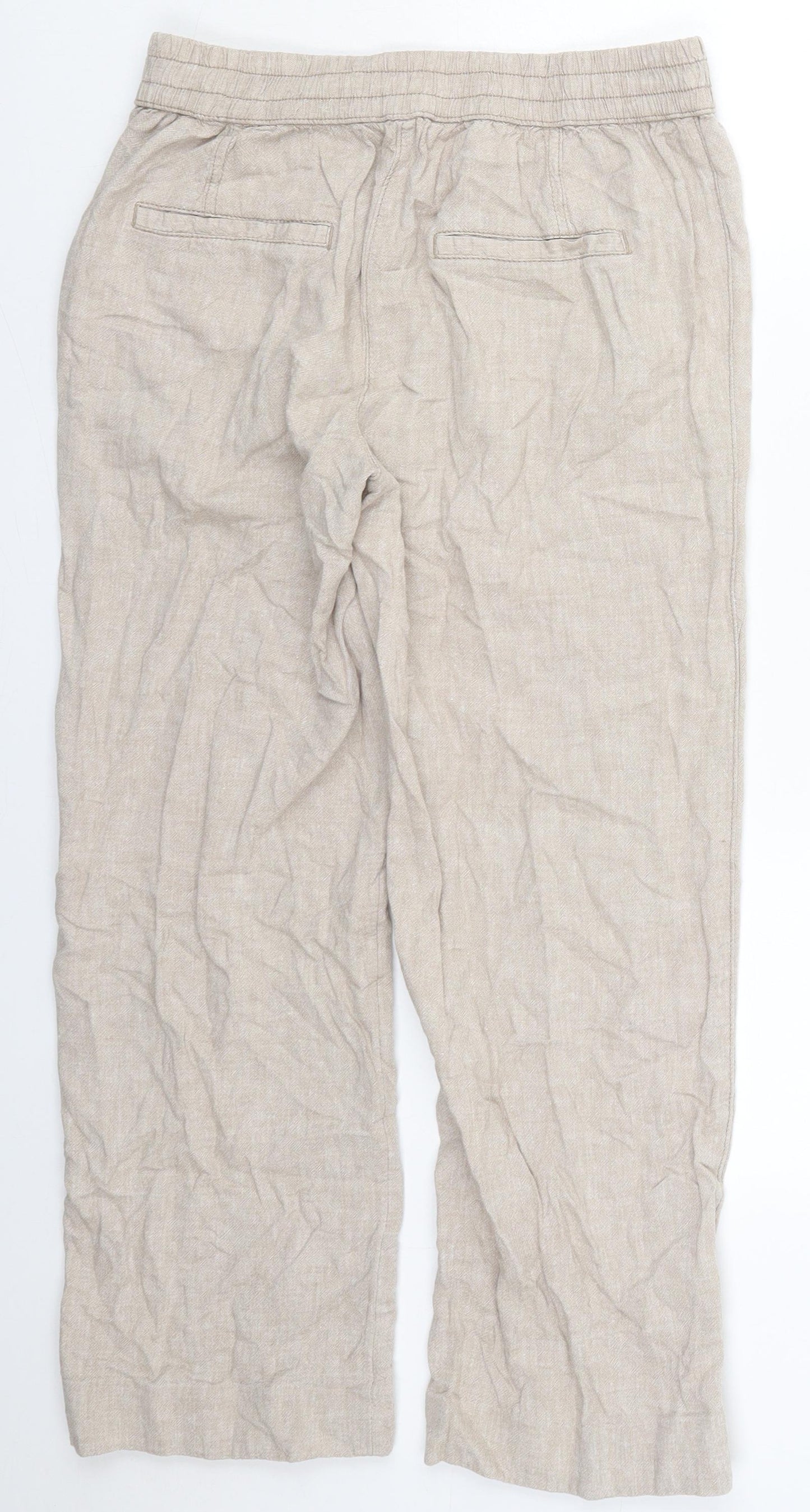 George Womens Beige  Linen Trousers  Size 8 L26 in Regular Drawstring