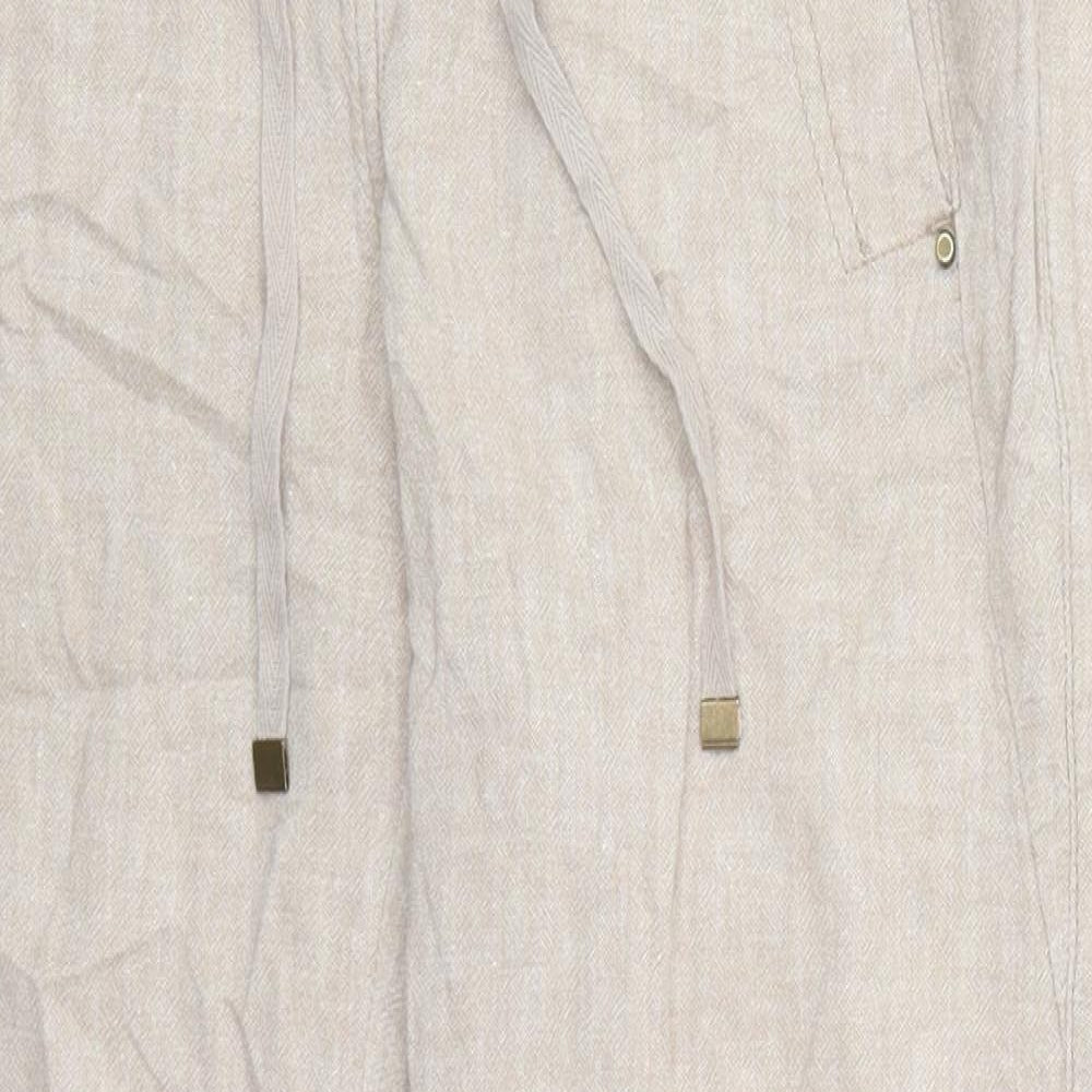 George Womens Beige  Linen Trousers  Size 8 L26 in Regular Drawstring