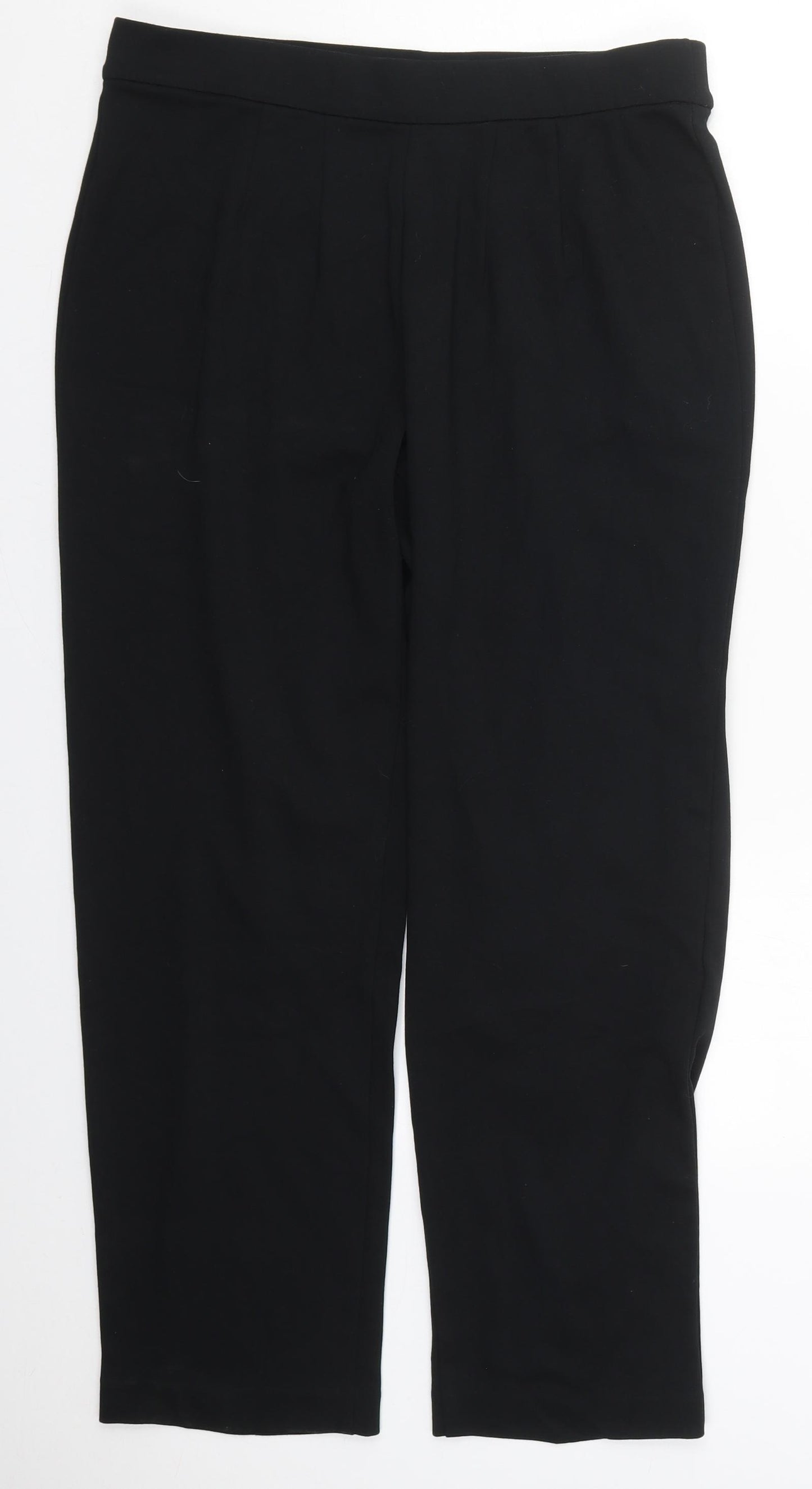 Marks and Spencer Womens Black  Viscose Trousers  Size 16 L28 in Regular