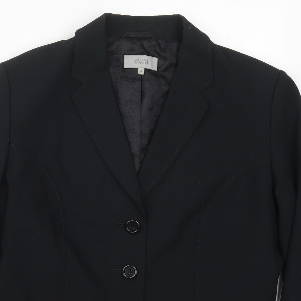 Marks and Spencer Womens Black Striped Polyester Jacket Suit Jacket Size 14