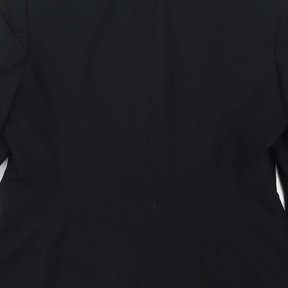 Marks and Spencer Womens Black Striped Polyester Jacket Suit Jacket Size 14