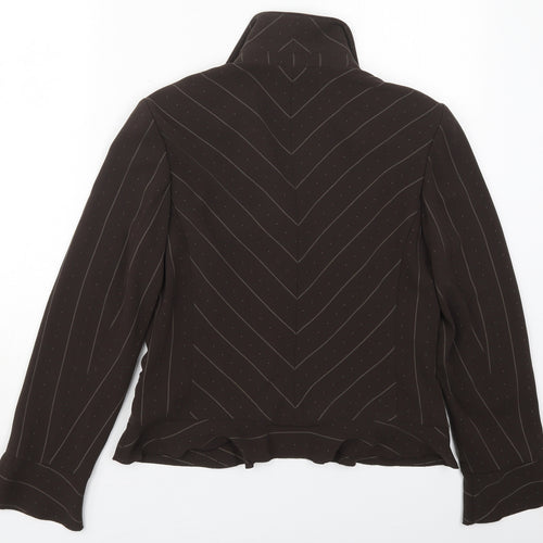 Hucke Womens Brown Striped  Jacket  Size 12  Hook & Eye