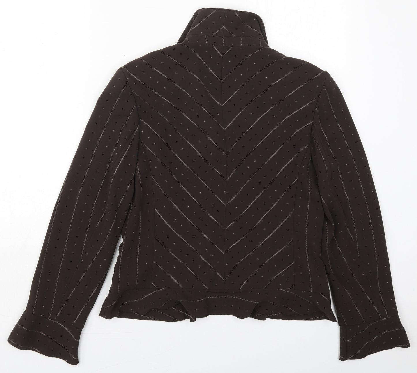 Hucke Womens Brown Striped  Jacket  Size 12  Hook & Eye