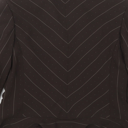 Hucke Womens Brown Striped  Jacket  Size 12  Hook & Eye