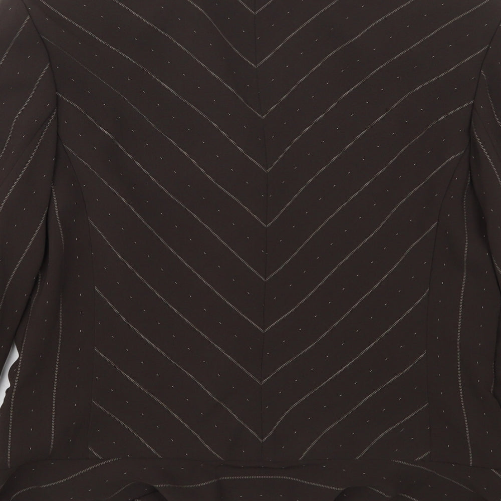 Hucke Womens Brown Striped  Jacket  Size 12  Hook & Eye