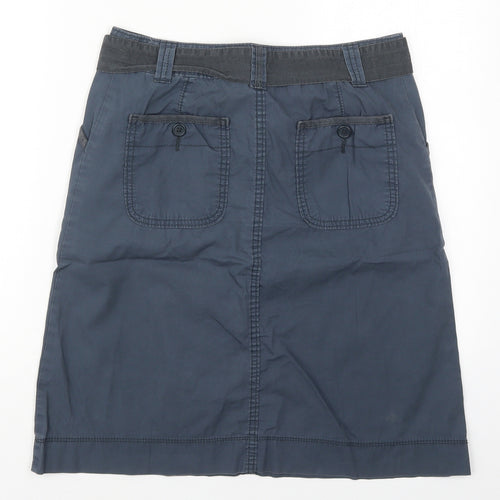 Marks and Spencer Womens Blue  Cotton A-Line Skirt Size 8   Button