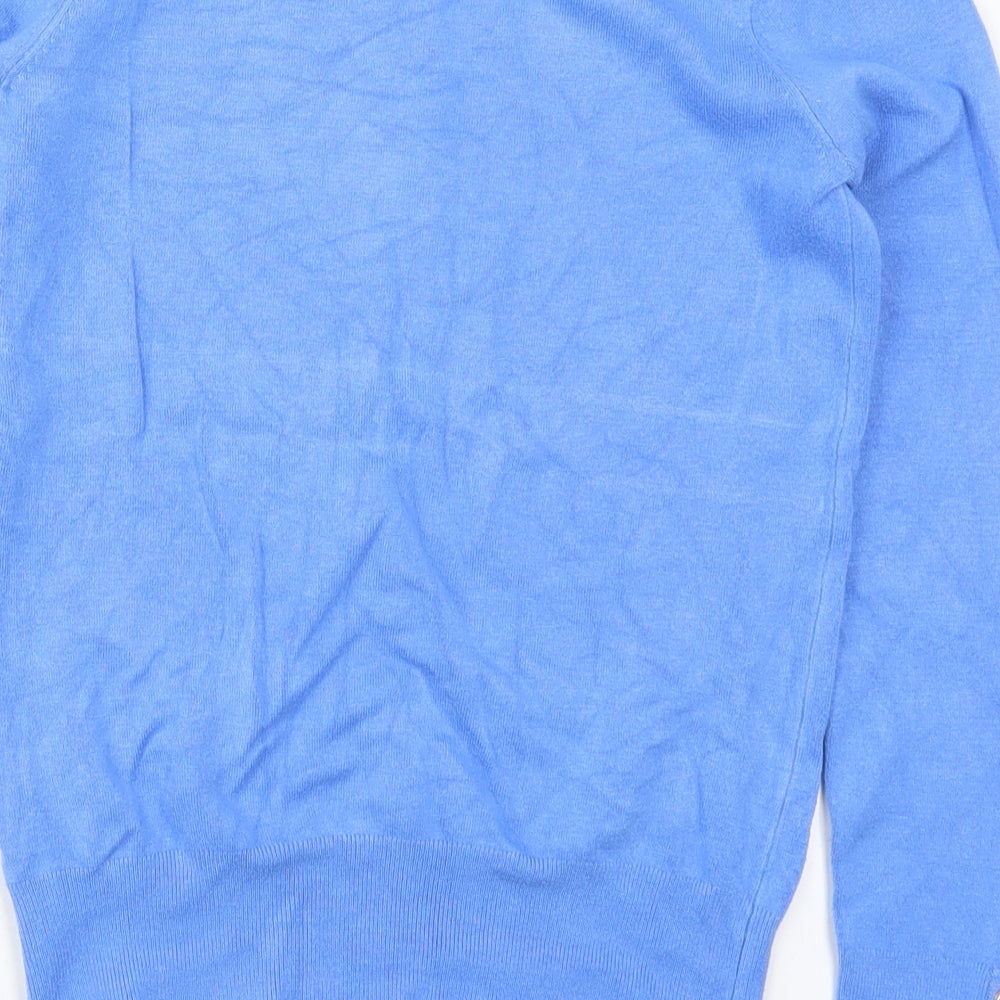 Zara Womens Blue Crew Neck  Viscose Pullover Jumper Size S