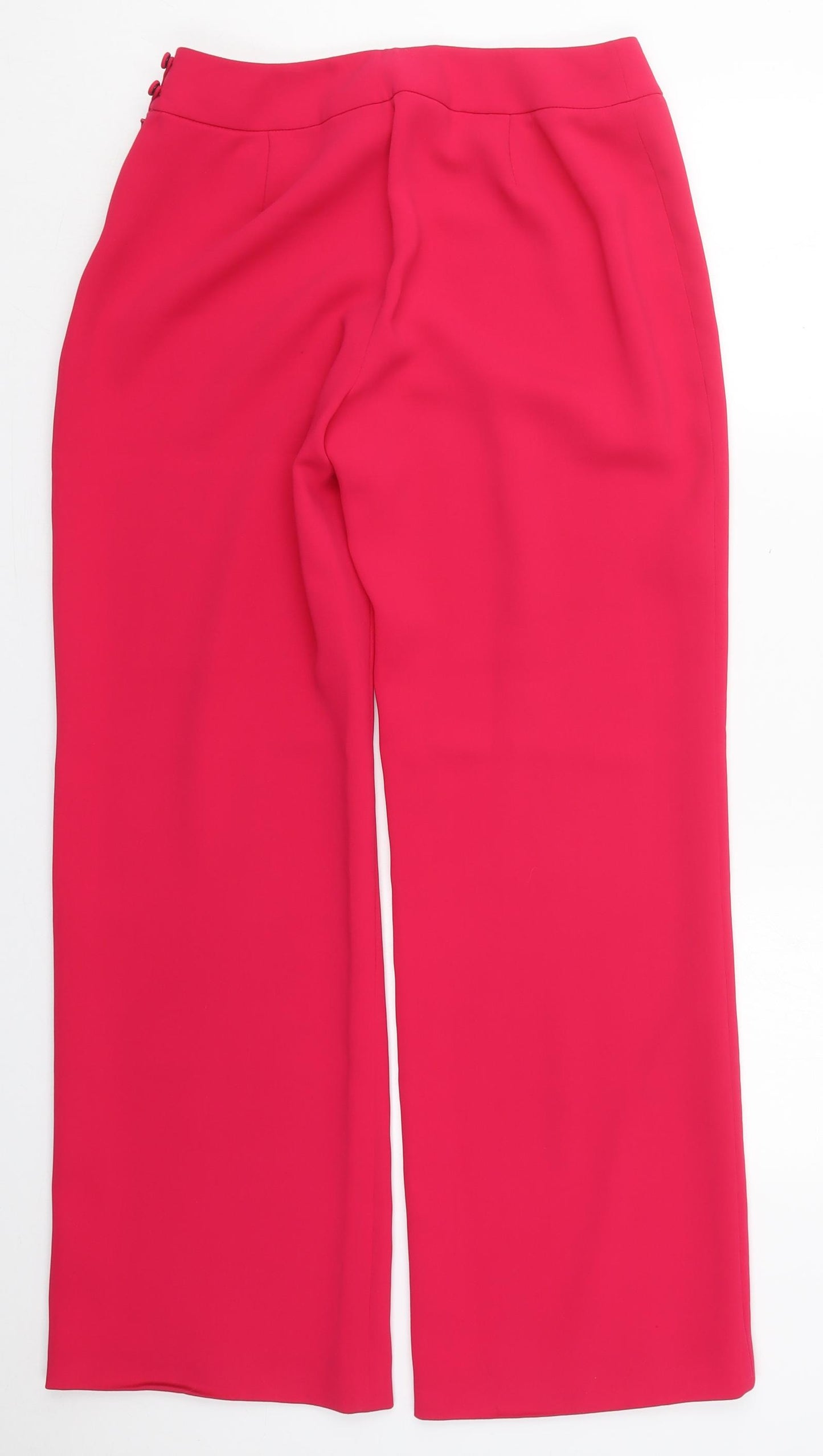 Jacques Vert Womens Pink  Polyester Trousers  Size 12 L30 in Regular Button