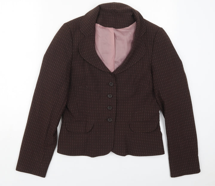 Dorothy Perkins Womens Brown Striped Polyester Jacket Suit Jacket Size 12