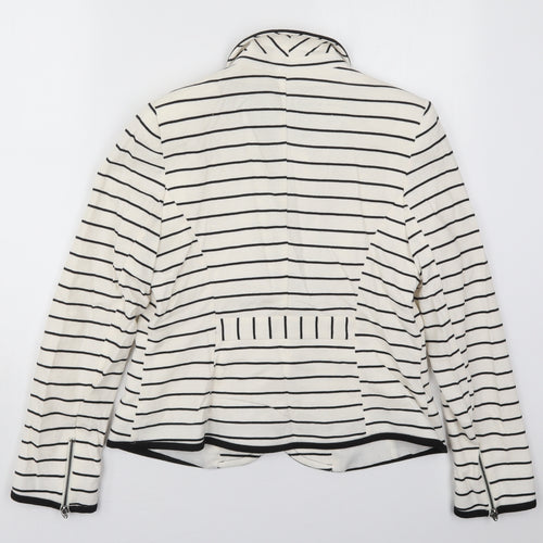 Atmosphere Womens White Striped Cotton Jacket Suit Jacket Size 14