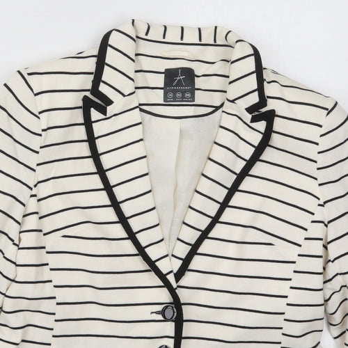 Atmosphere Womens White Striped Cotton Jacket Suit Jacket Size 14