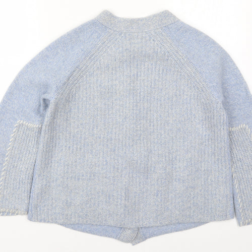 Jigsaw Womens Blue V-Neck  Wool Cardigan Jumper Size M