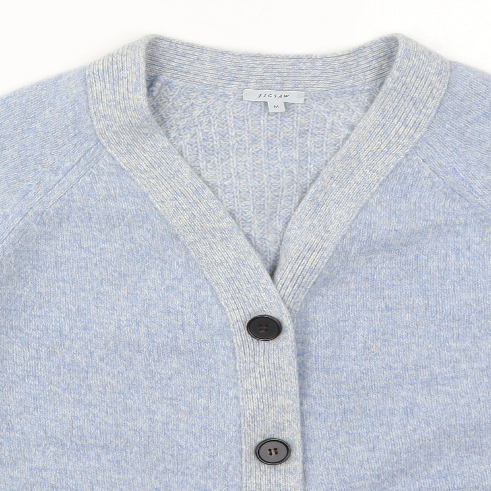 Jigsaw Womens Blue V-Neck  Wool Cardigan Jumper Size M