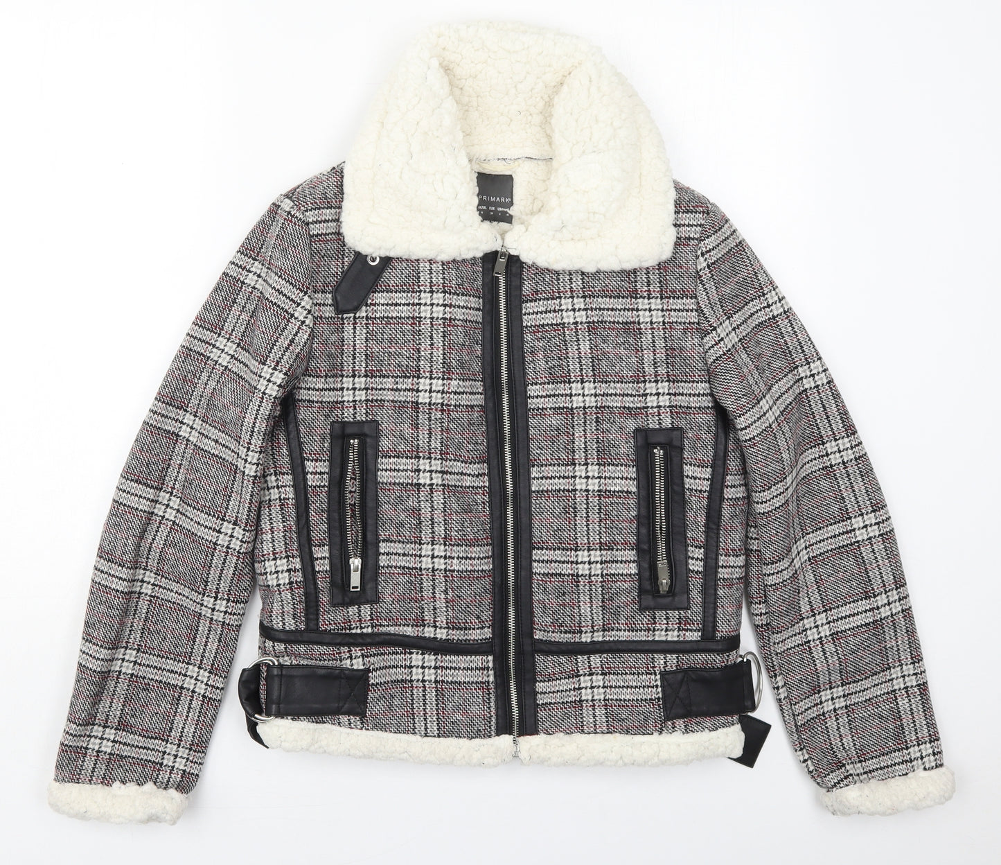 Primark Womens Grey Check  Jacket  Size 10  Zip