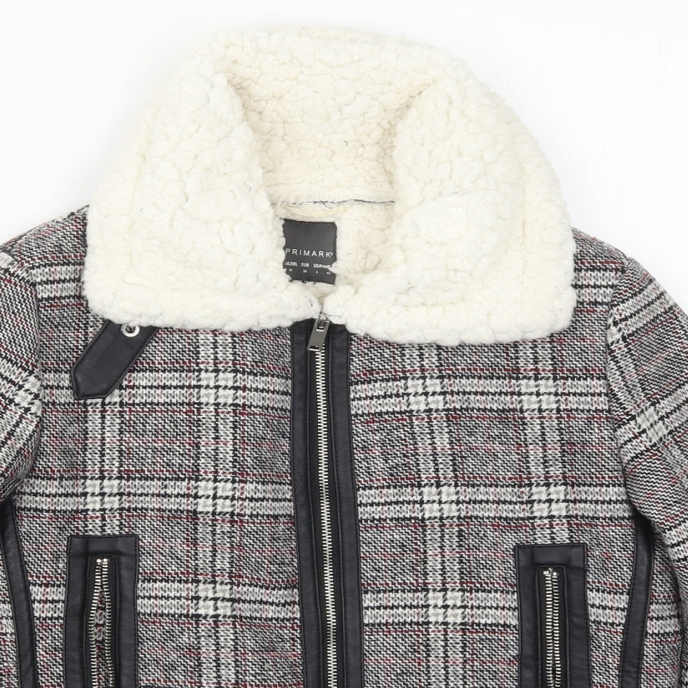 Primark Womens Grey Check  Jacket  Size 10  Zip