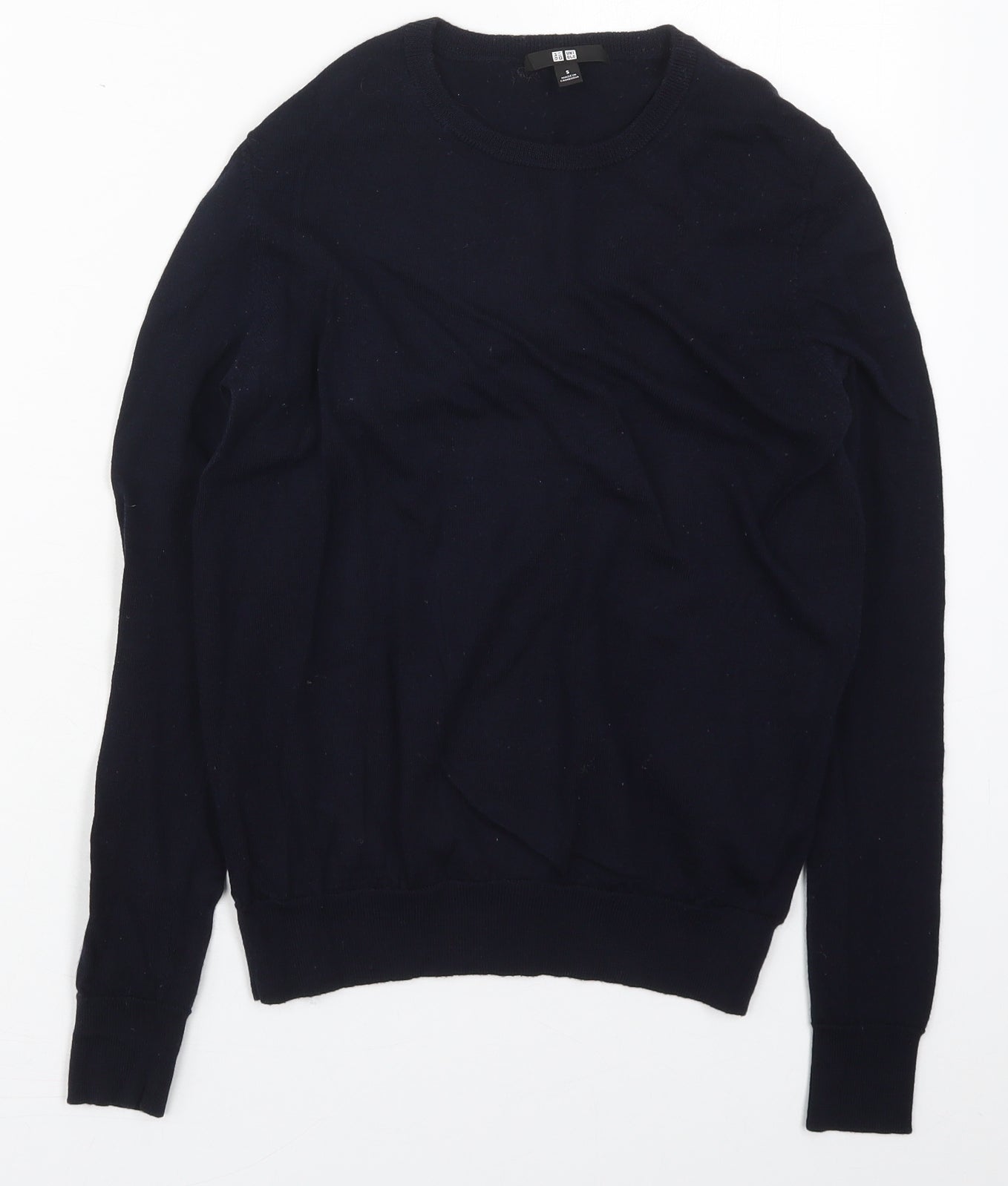 Uniqlo Womens Blue Crew Neck  Wool Pullover Jumper Size S