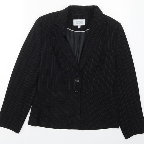 NEXT Womens Black Striped Polyester Jacket Suit Jacket Size 12