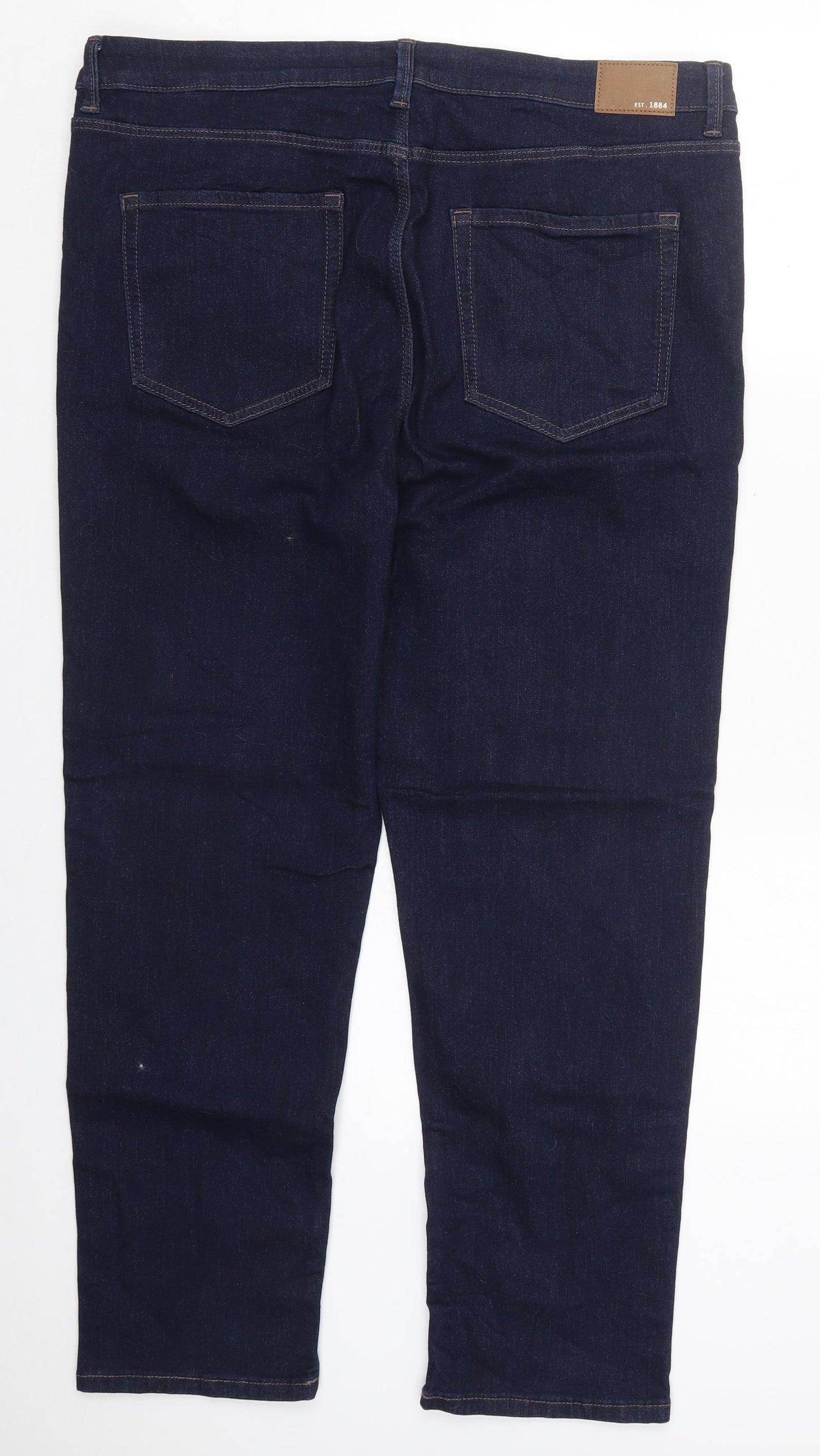 Marks and Spencer Womens Blue  Cotton Straight Jeans Size 20 L28 in Regular Button