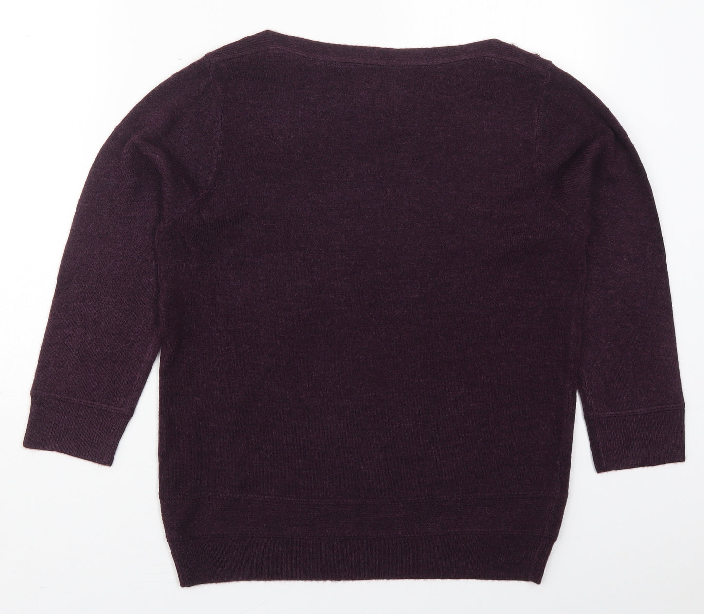 Maine Womens Purple Boat Neck  Acrylic Pullover Jumper Size 14