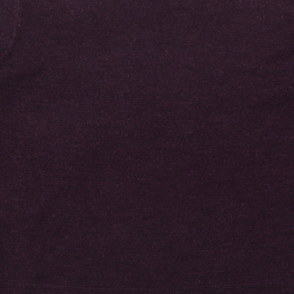 Maine Womens Purple Boat Neck  Acrylic Pullover Jumper Size 14