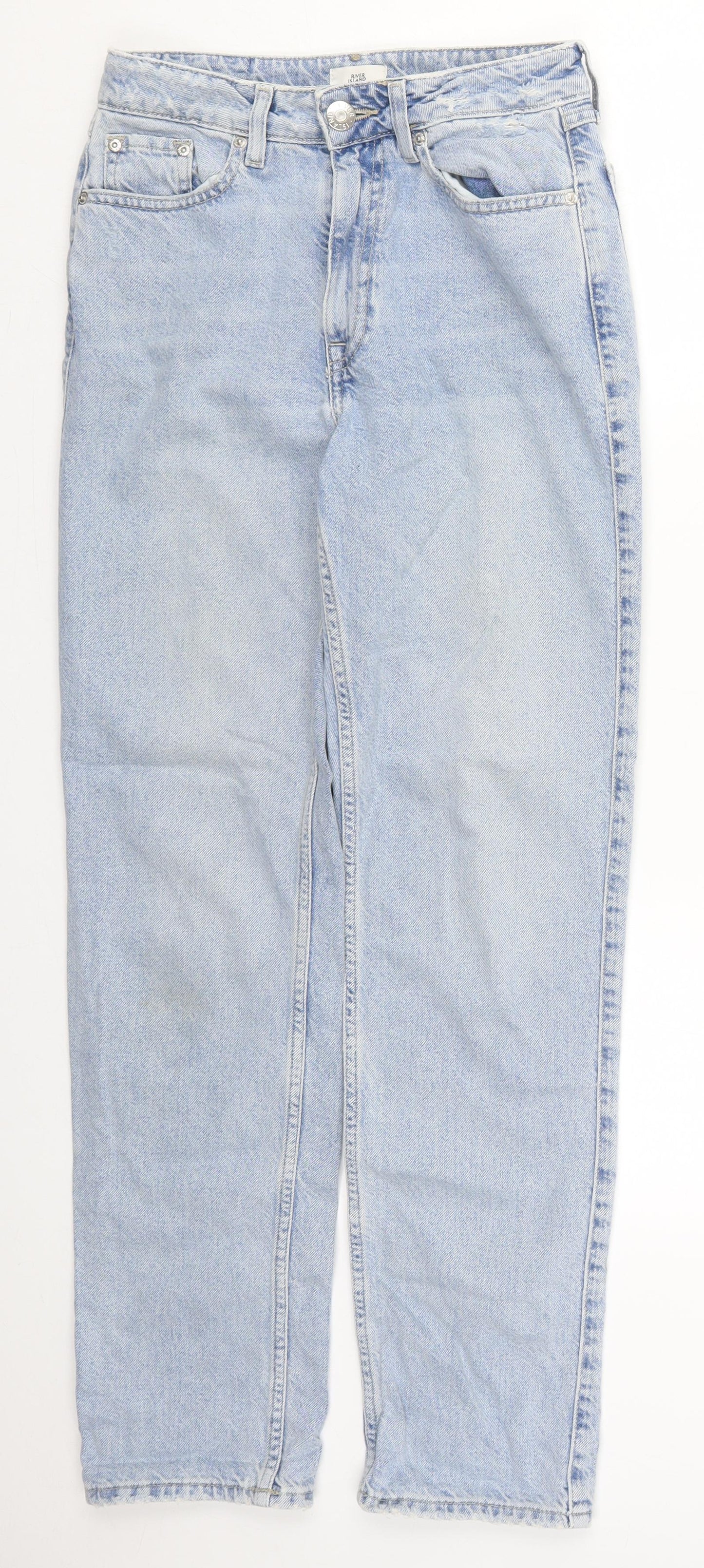 River Island Womens Blue  Cotton Straight Jeans Size 6 L29 in Regular Button