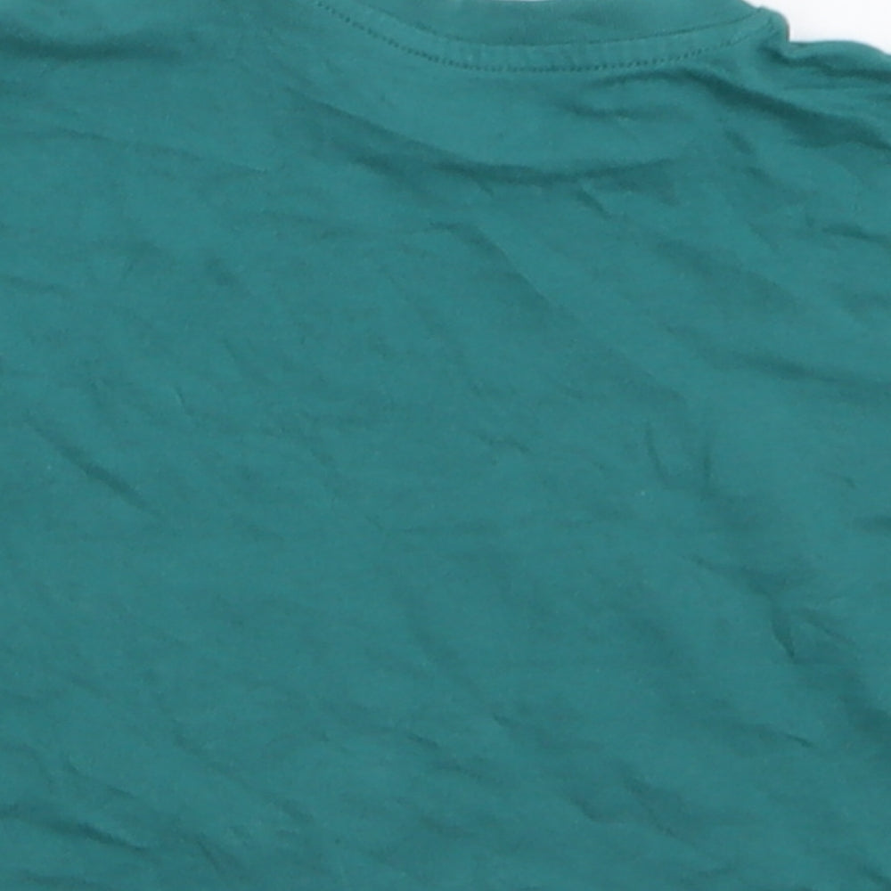 F&F Boys Green  Cotton Basic T-Shirt Size 3-6 Months Crew Neck Button