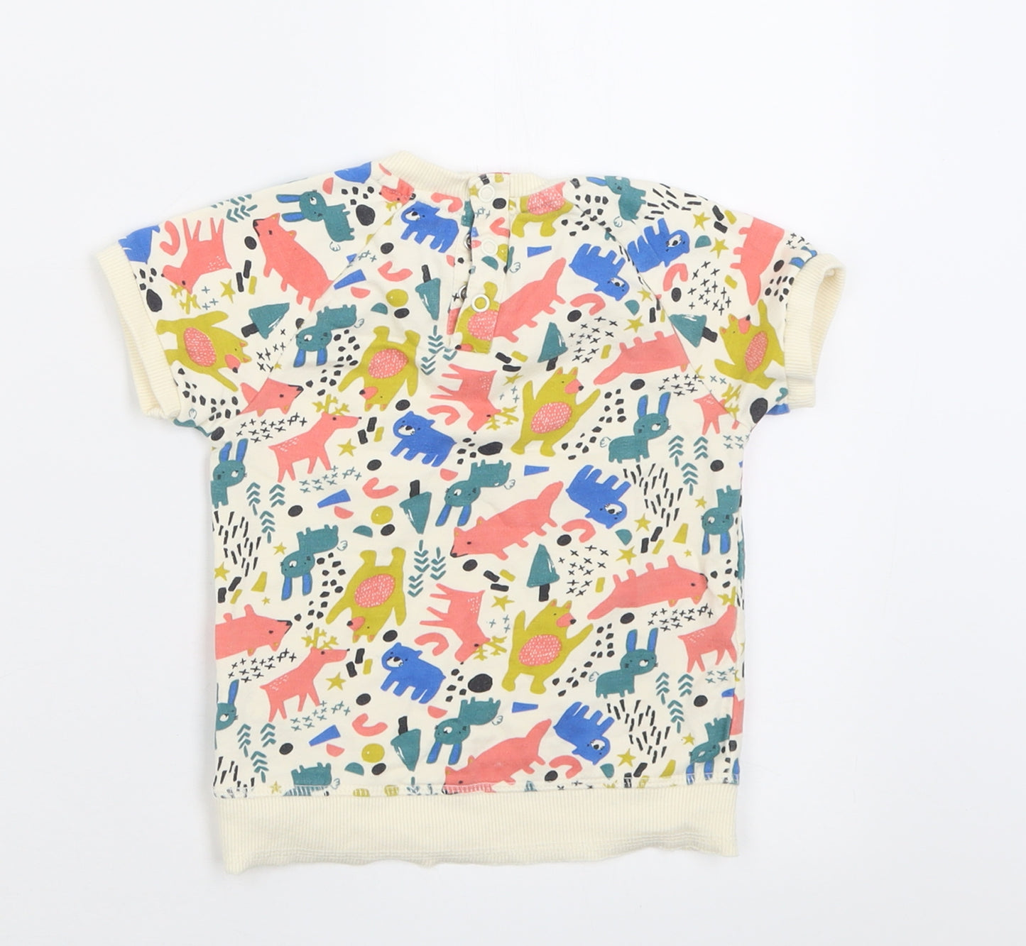 Mini Club Baby Multicoloured Geometric Cotton Basic T-Shirt Size 18-24 Months Crew Neck Button