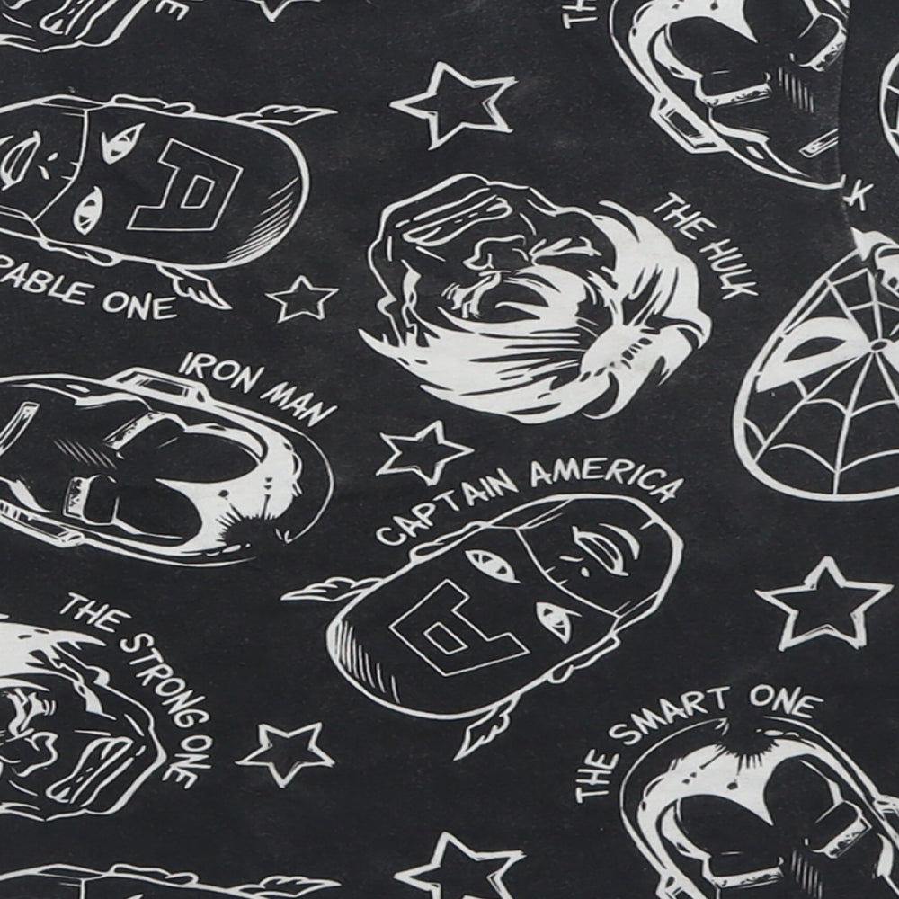 Matalan Boys Black Geometric Cotton Basic T-Shirt Size 6 Years Crew Neck Pullover - Marvel