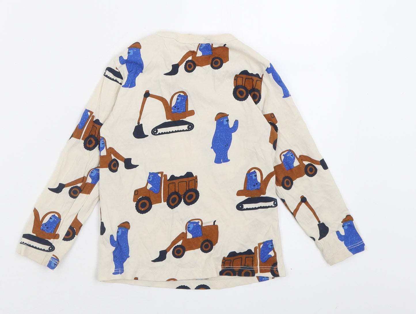 H&M Boys Beige Geometric Cotton Basic Casual Size 2-3 Years Crew Neck Pullover - trucks