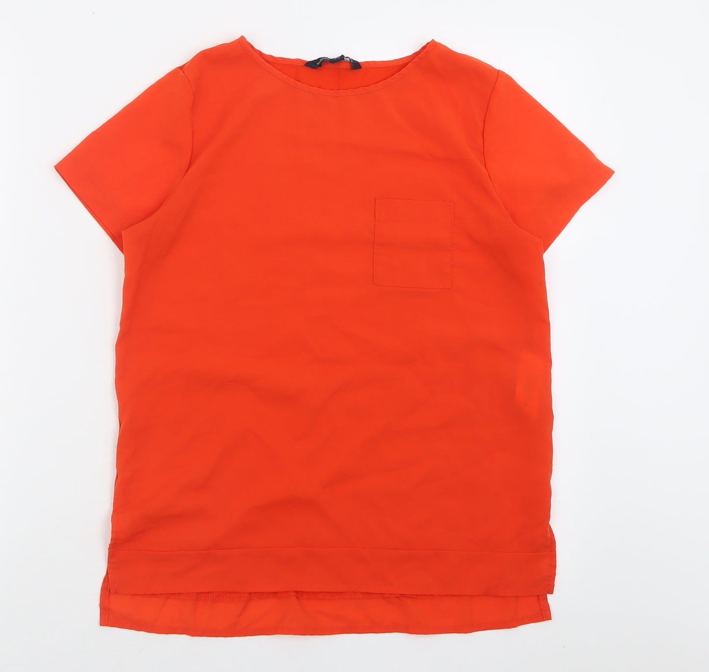 French Connection Womens Orange  Polyester Basic T-Shirt Size XS Crew Neck