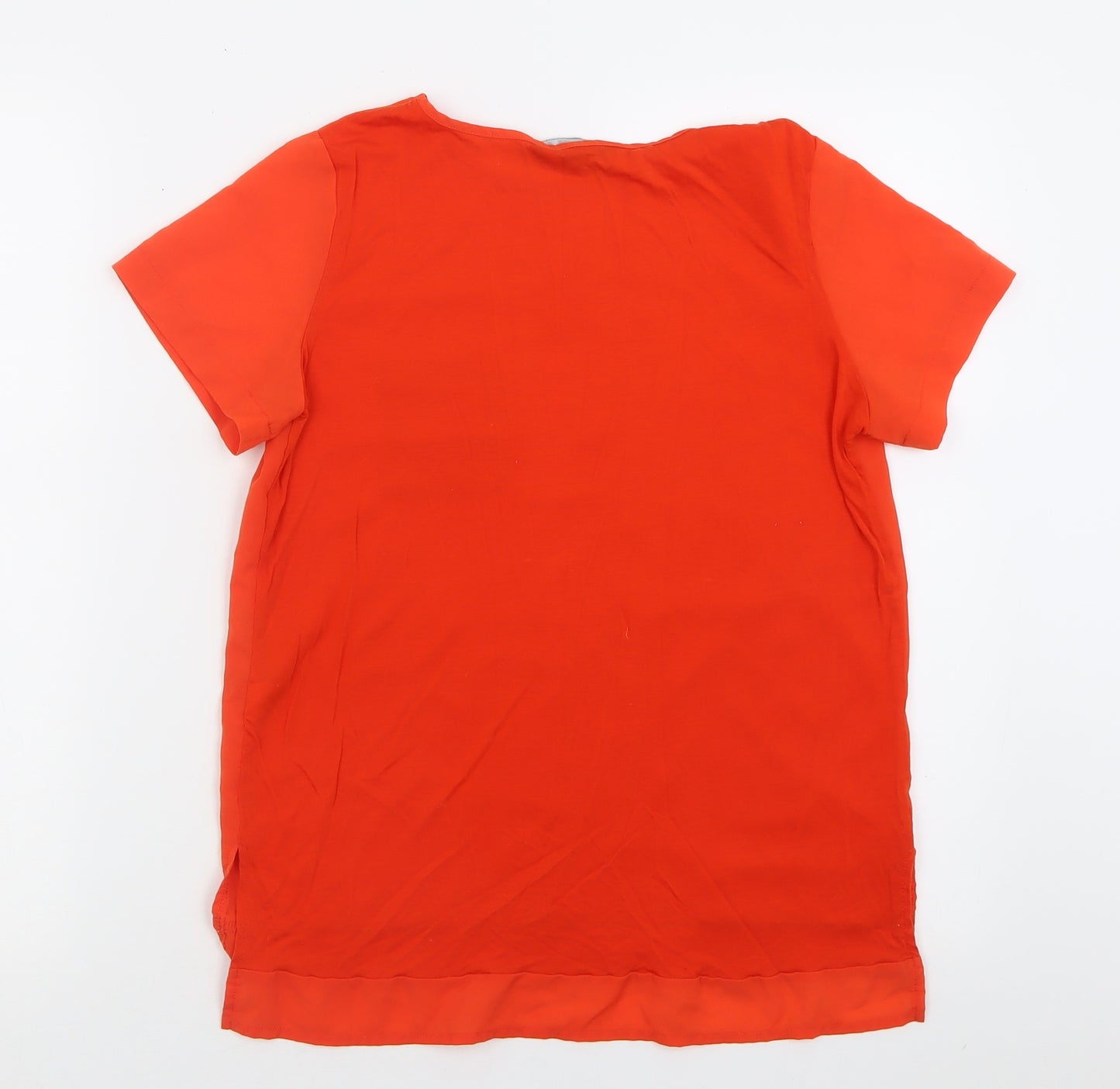 French Connection Womens Orange  Polyester Basic T-Shirt Size XS Crew Neck