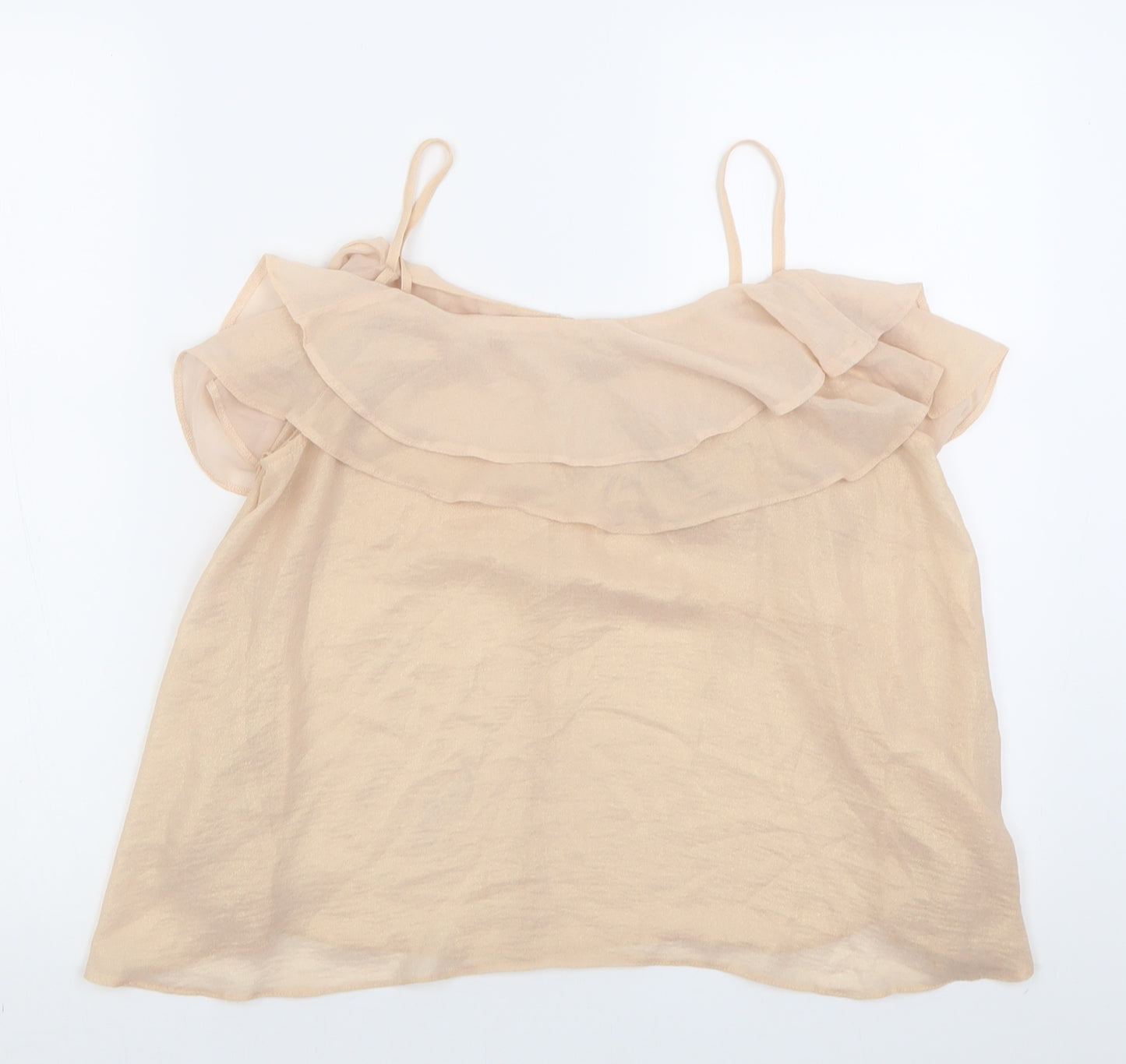 Atmosphere Womens Beige  Polyester Basic Tank Size 10 Scoop Neck