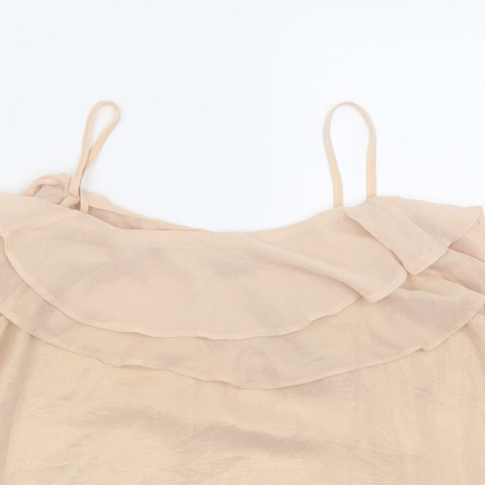 Atmosphere Womens Beige  Polyester Basic Tank Size 10 Scoop Neck