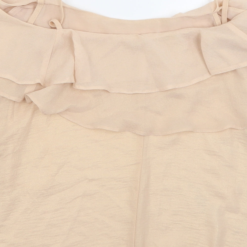 Atmosphere Womens Beige  Polyester Basic Tank Size 10 Scoop Neck