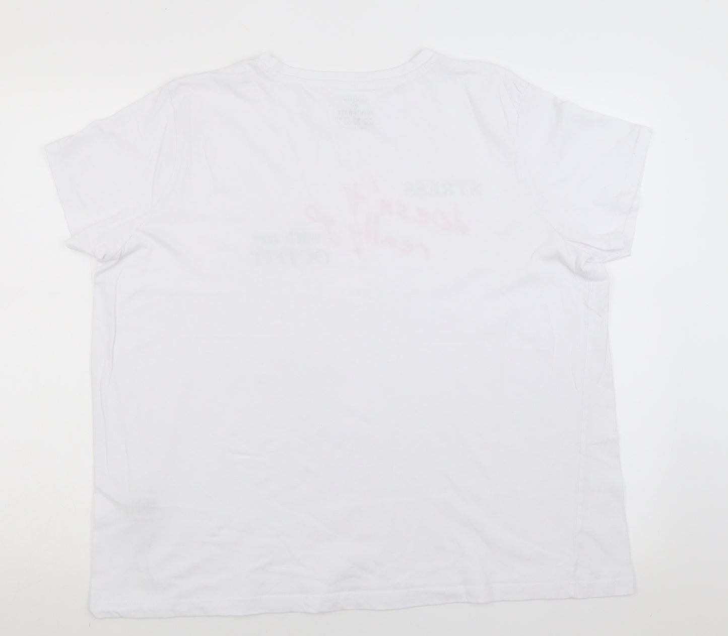 Primark Womens White  Cotton Basic T-Shirt Size XL Crew Neck - stress doesnt really go with my outfit