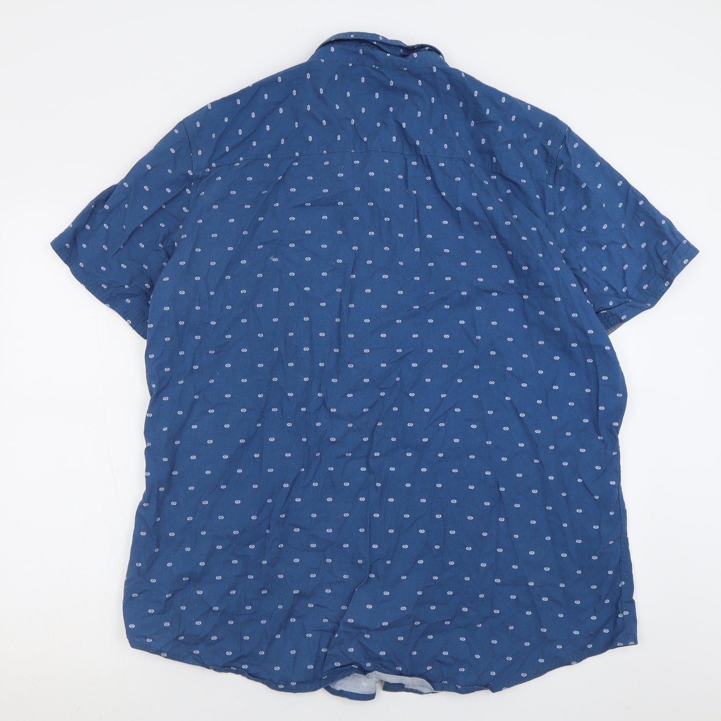 NEXT Mens Blue Geometric Cotton  Button-Up Size 2XL Collared Button