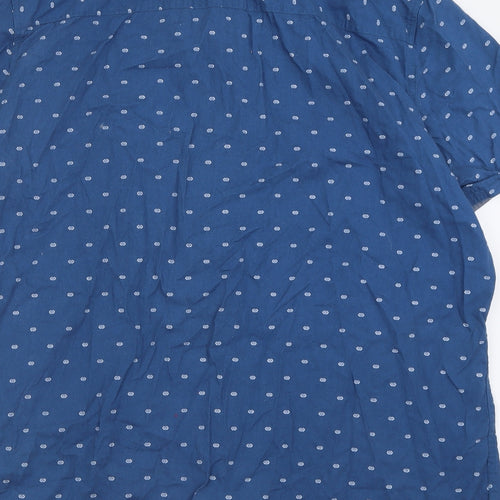 NEXT Mens Blue Geometric Cotton  Button-Up Size 2XL Collared Button
