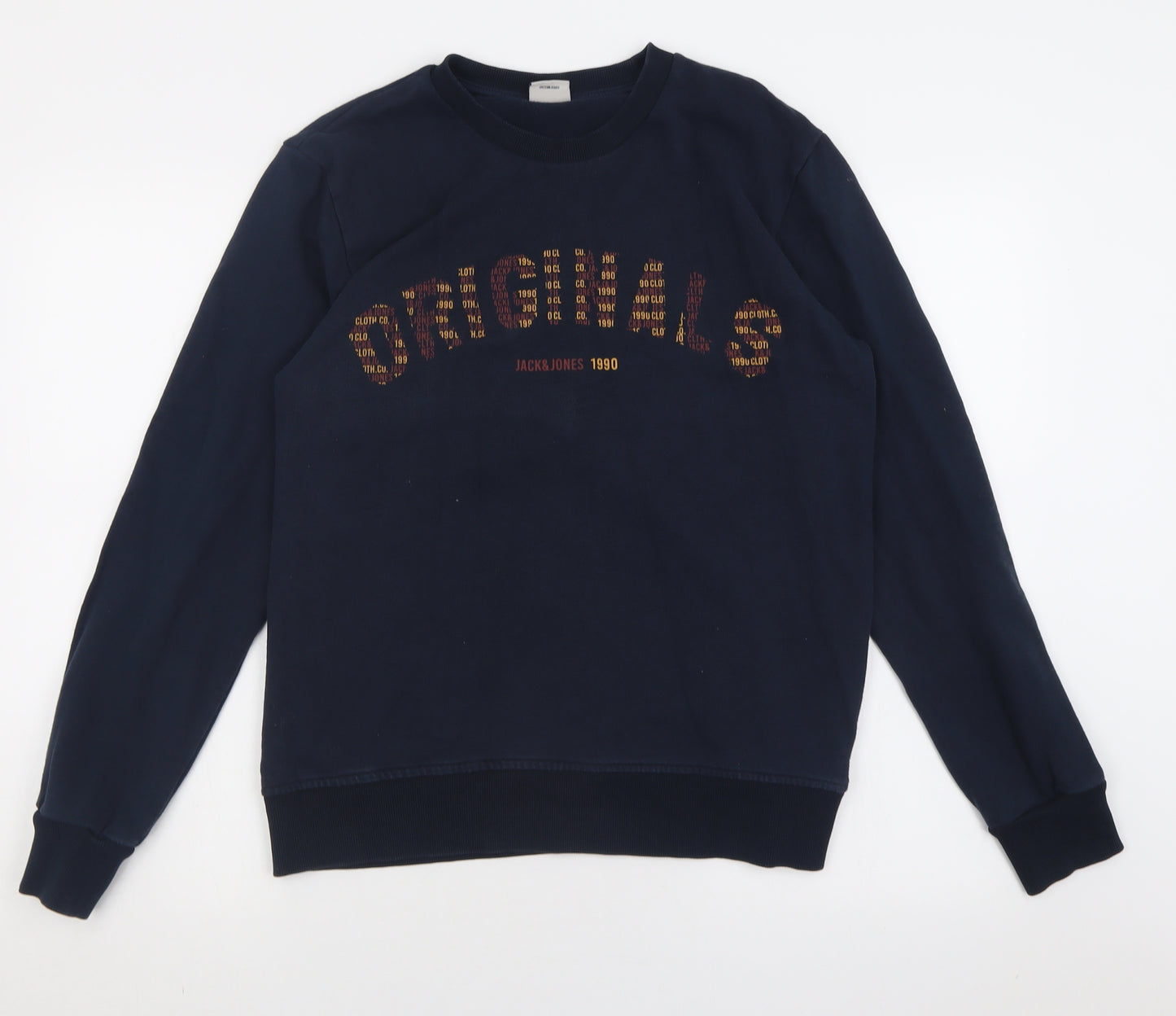 JACK & JONES Mens Blue  Cotton Pullover Sweatshirt Size M