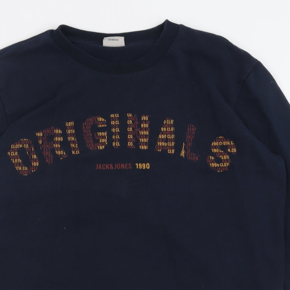 JACK & JONES Mens Blue  Cotton Pullover Sweatshirt Size M