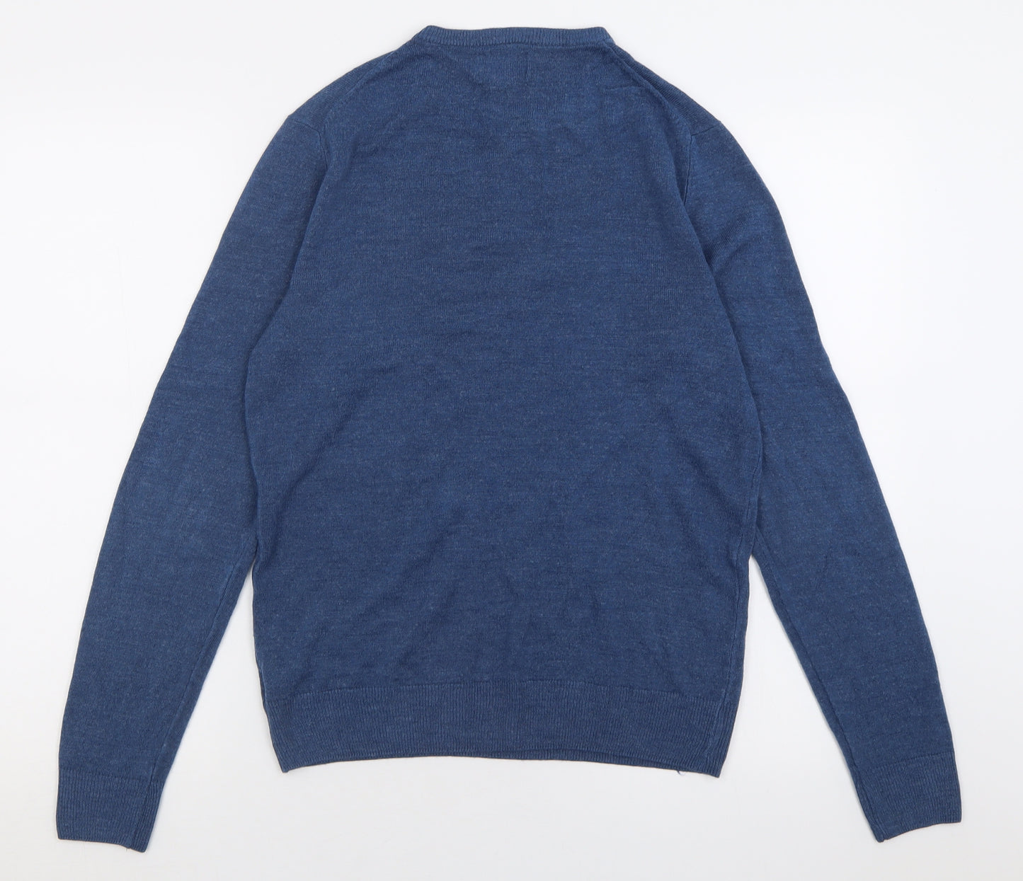 F&F Mens Blue Crew Neck  Acrylic Pullover Jumper Size S